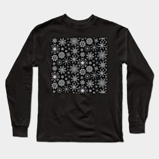 Snowflake Pattern on Black Long Sleeve T-Shirt